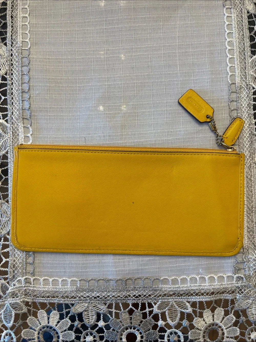 Coach Yellow Leather Pencil Pouch